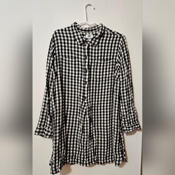 Old Navy Women's Plaid Black & White Checkered Tunic Size XXL Plus Size - Picture 1 of 4